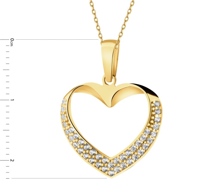 Złota zawieszka z cyrkoniami - serce