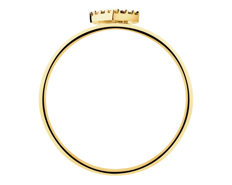 Złoty pierścionek z cyrkoniami - serce