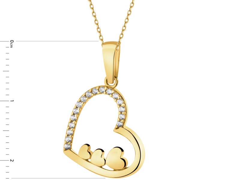 Złota zawieszka z cyrkoniami - serca