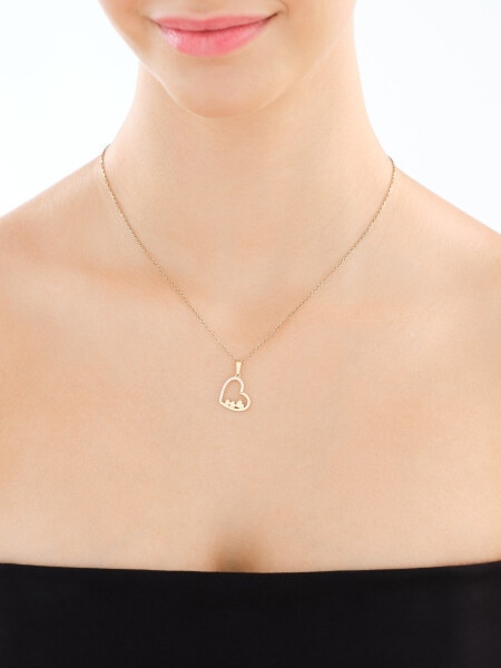 Złota zawieszka z cyrkoniami - serca