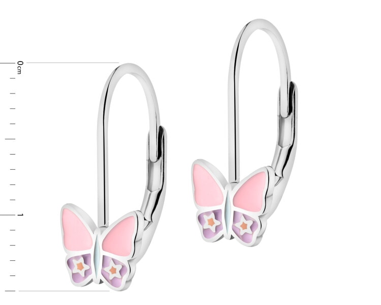 Stříbrné náušnice se smaltem - motýli