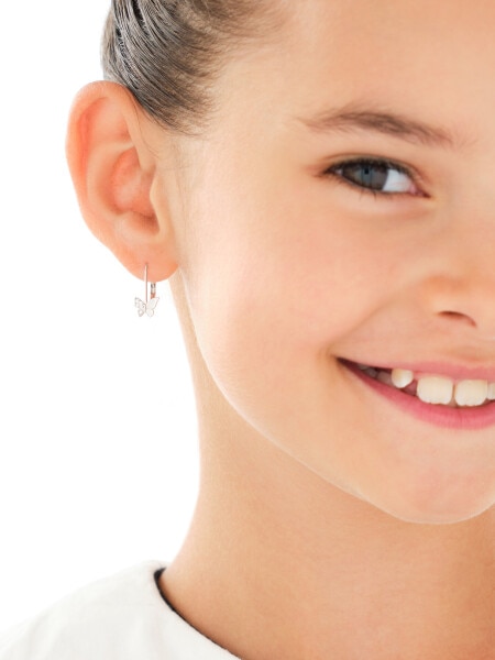 Stříbrné náušnice se zirkony - motýli