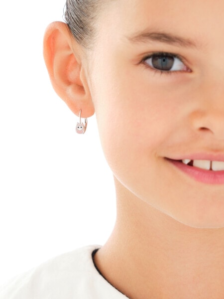 Kolczyki srebrne z emalią - sowy