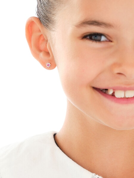 Kolczyki srebrne z cyrkoniami - kwiaty