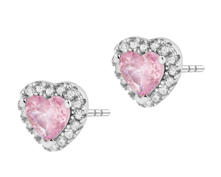 Kolczyki srebrne z cyrkoniami - serca