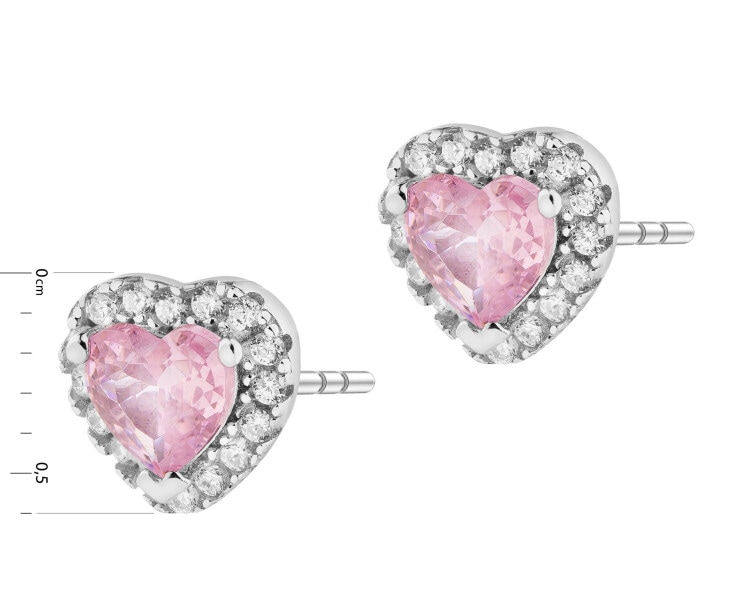 Kolczyki srebrne z cyrkoniami - serca