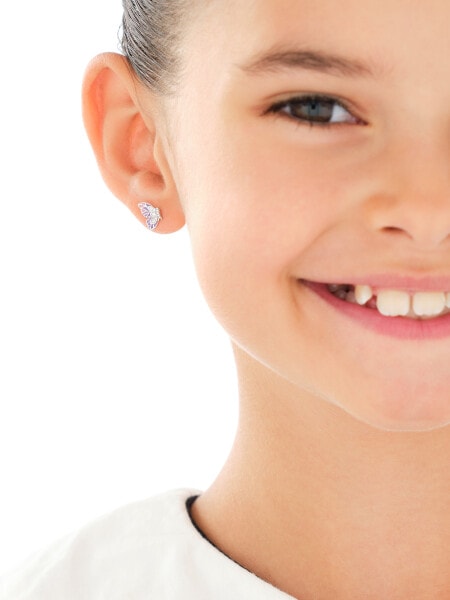 Stříbrné náušnice se zirkony a smaltem - motýli