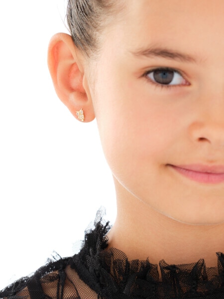 Złote kolczyki z cyrkoniami - sowy