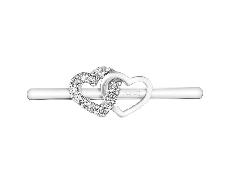 Prsten z bílého zlata s diamanty - srdce - 0,02 ct - ryzost 585