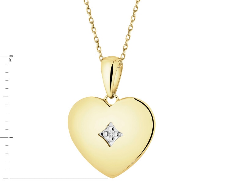 Zawieszka z żółtego złota z diamentem - serce - 0,003 ct - próba 375