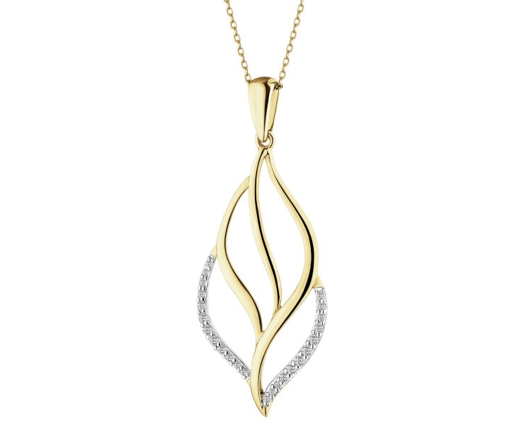 Zawieszka z żółtego złota z brylantami - 0,15 ct - próba 585