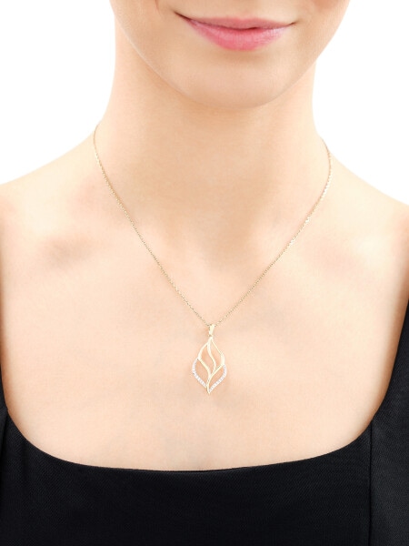 Zawieszka z żółtego złota z brylantami - 0,15 ct - próba 585