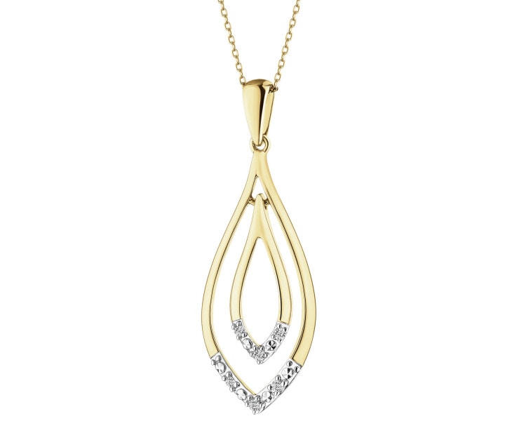 Zawieszka z żółtego złota z brylantami - 0,05 ct - próba 585