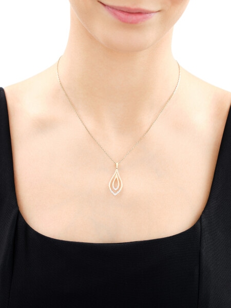 Zawieszka z żółtego złota z brylantami - 0,05 ct - próba 585