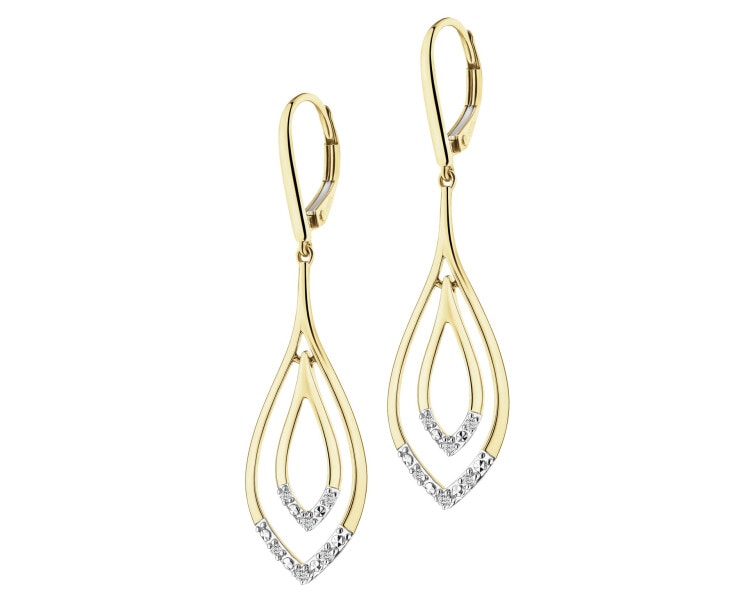 Kolczyki z żółtego złota z brylantami - 0,10 ct - próba 585