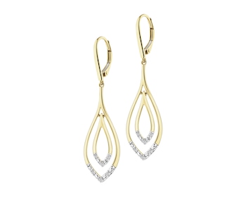 Kolczyki z żółtego złota z brylantami - 0,10 ct - próba 585
