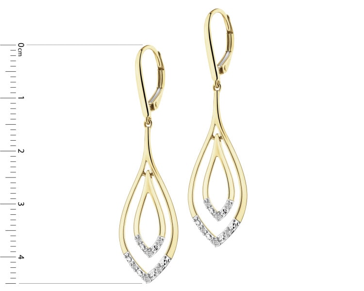 Kolczyki z żółtego złota z brylantami - 0,10 ct - próba 585