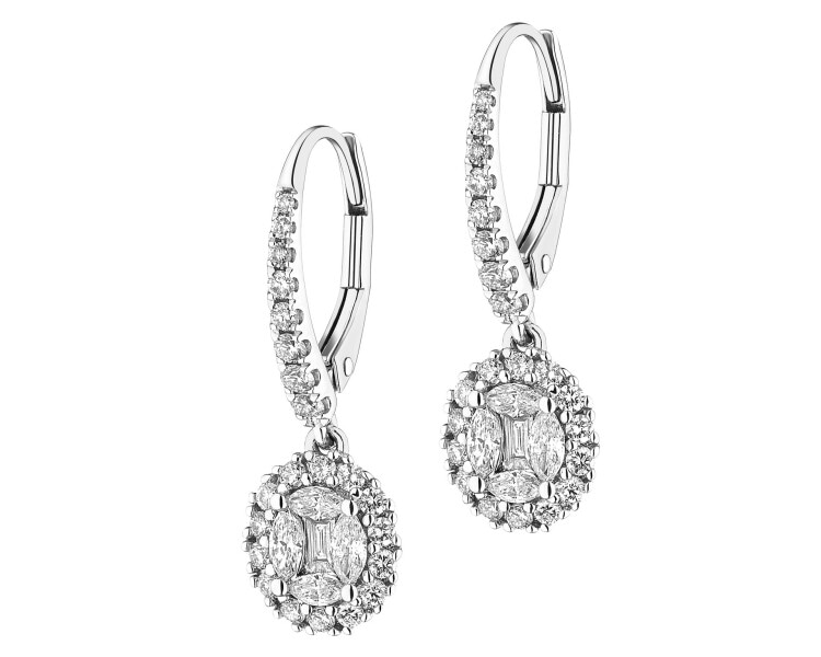 Náušnice z bílého zlata s brilianty - 0,89 ct - ryzost 750