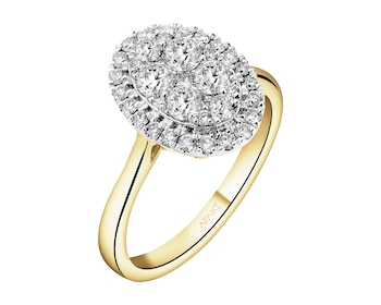 Pierścionek z żółtego złota z brylantami - 0,75 ct - próba 585