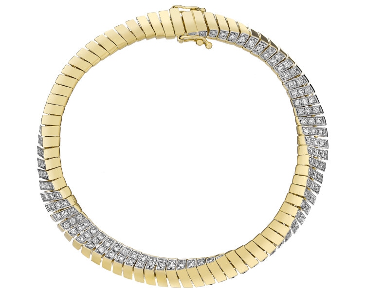 Zlatý náramek s brilianty - 18 cm - 1,43 ct - ryzost 585