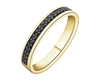 Pierścionek z żółtego złota z brylantami - 0,11 ct - próba 585