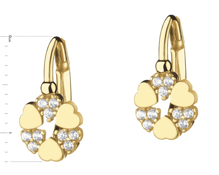 Złote kolczyki z cyrkoniami - serca