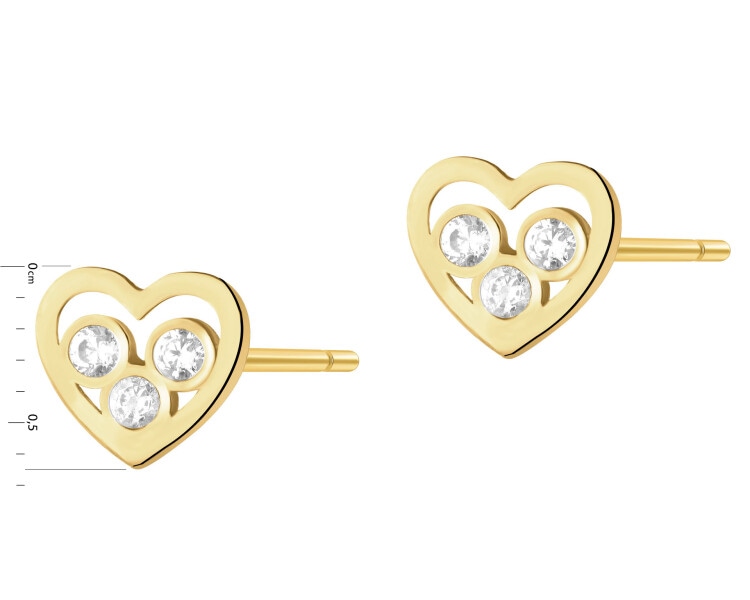 Złote kolczyki z cyrkoniami - serca