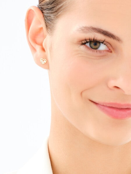 Złote kolczyki z cyrkoniami - serca