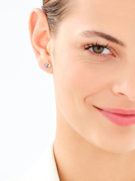 Złote kolczyki z cyrkoniami - łabędzie