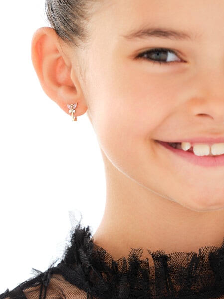 Złote kolczyki z cyrkoniami - motyle