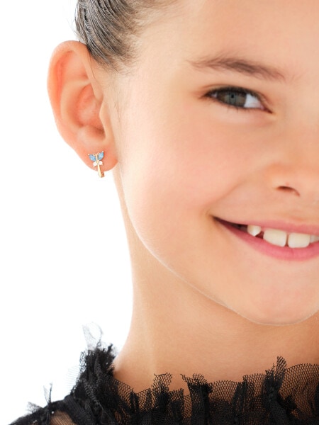 Złote kolczyki z cyrkoniami - motyle