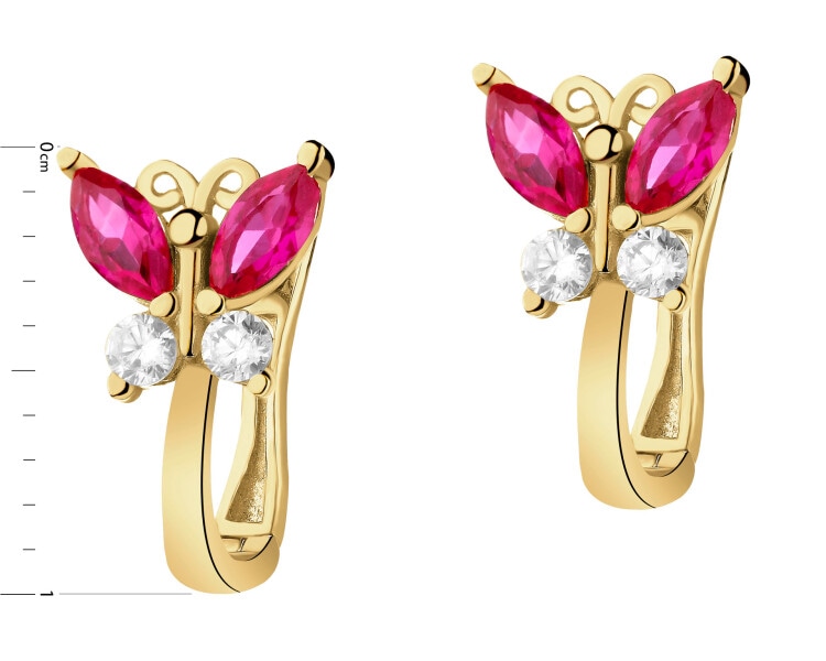 Złote kolczyki z cyrkoniami - motyle