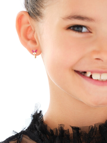 Złote kolczyki z cyrkoniami - motyle