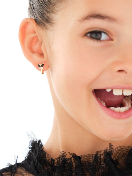 Złote kolczyki z cyrkoniami - motyle