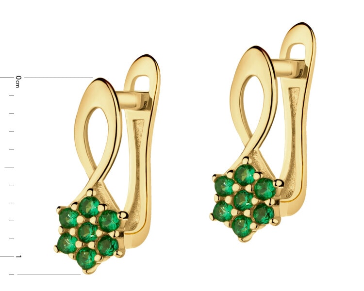 Złote kolczyki z cyrkoniami - kwiaty