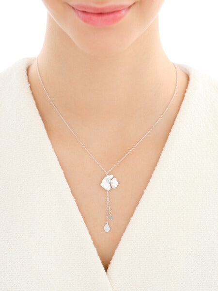 Naszyjnik srebrny z cyrkonią - kwiat