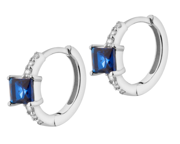 Kolczyki srebrne z cyrkoniami - kwadraty, koła