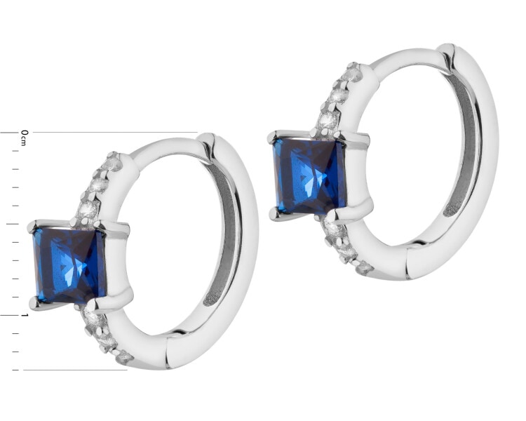 Kolczyki srebrne z cyrkoniami - kwadraty, koła