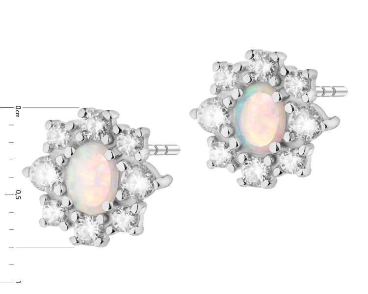 Kolczyki srebrne z opalami syntetycznymi i cyrkonami