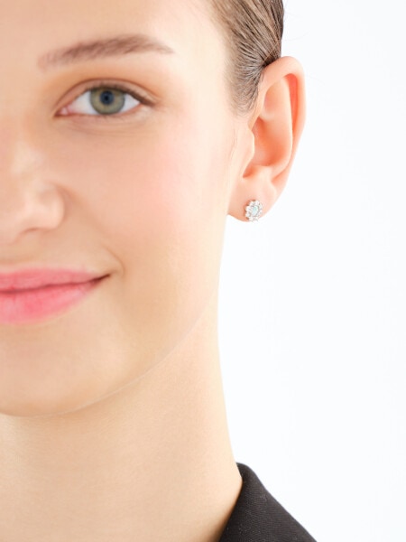 Kolczyki srebrne z opalami syntetycznymi i cyrkonami