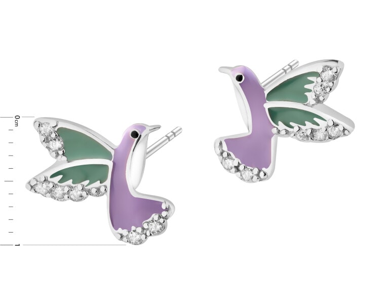 Kolczyki srebrne z cyrkoniami i emalią