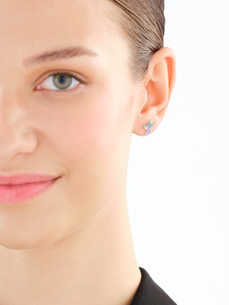 Kolczyki srebrne z cyrkoniami i emalią