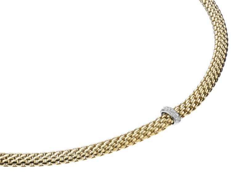Náhrdelník ze žlutého a bílého zlata s brilianty - 0,10 ct - ryzost 750