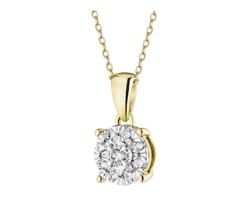 Zawieszka z żółtego i białego złota z brylantami - 0,12 ct - próba 585