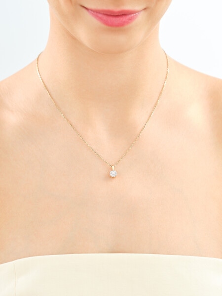 Zawieszka z żółtego i białego złota z brylantami - 0,12 ct - próba 585