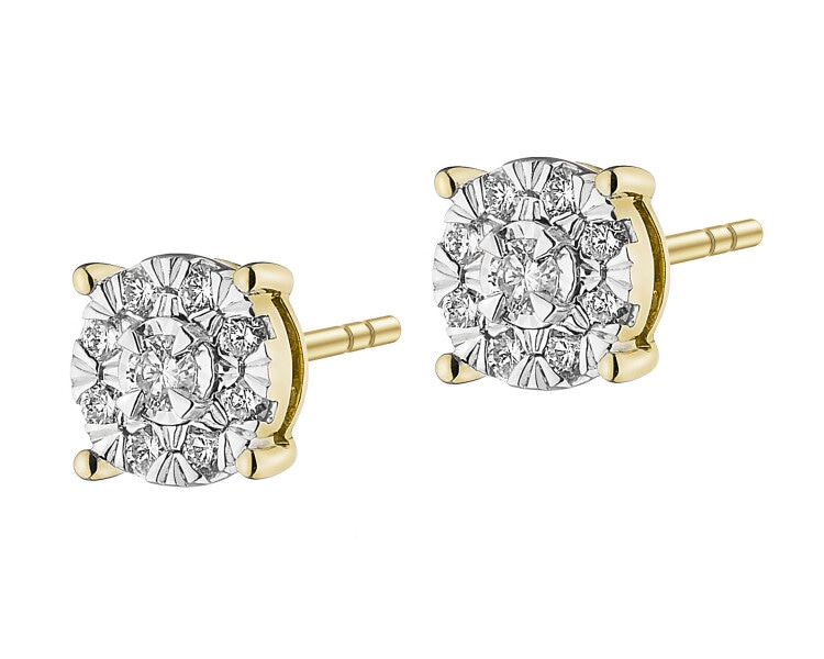 Náušnice ze žlutého a bílého zlata s brilianty - 0,15 ct - ryzost 585
