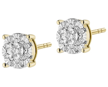 Kolczyki z żółtego i białego złota z brylantami - 0,15 ct - próba 585