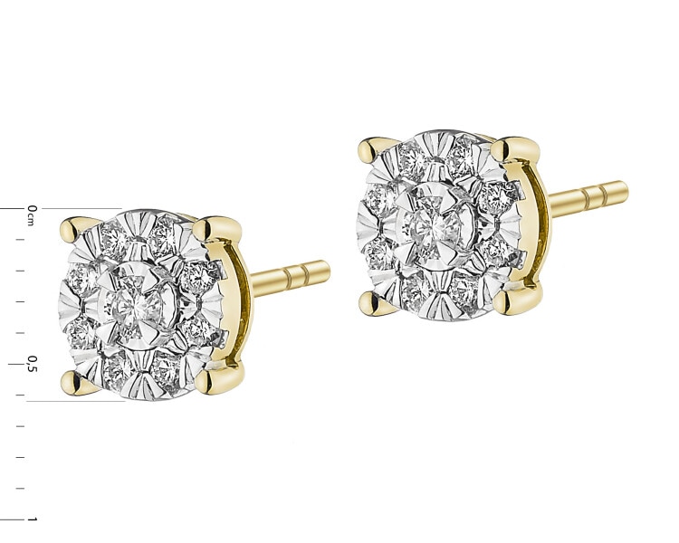 Náušnice ze žlutého a bílého zlata s brilianty - 0,15 ct - ryzost 585