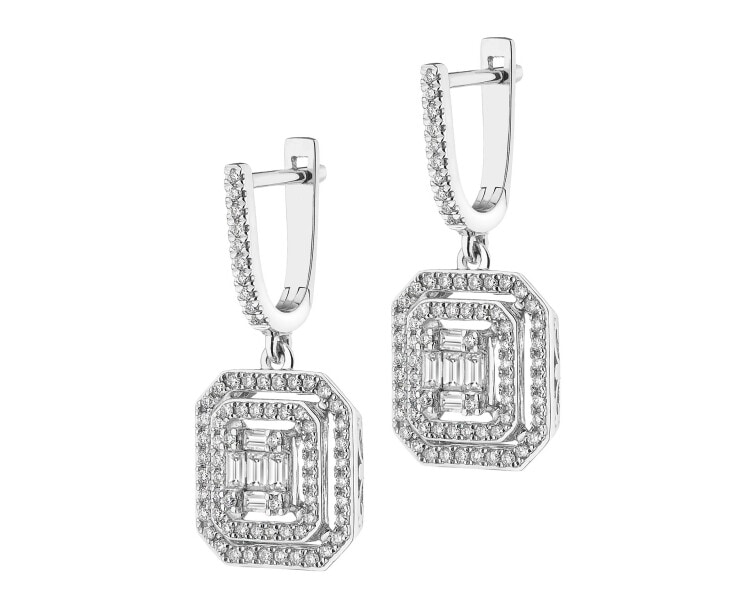 Náušnice z bílého zlata s diamanty - 1,02 ct - ryzost 585