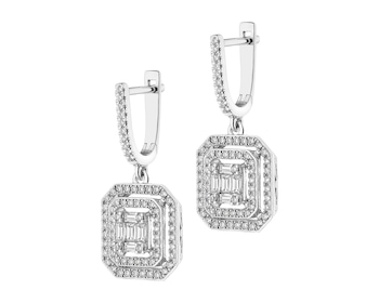 Kolczyki z białego złota z diamentami - 1,02 ct - próba 585